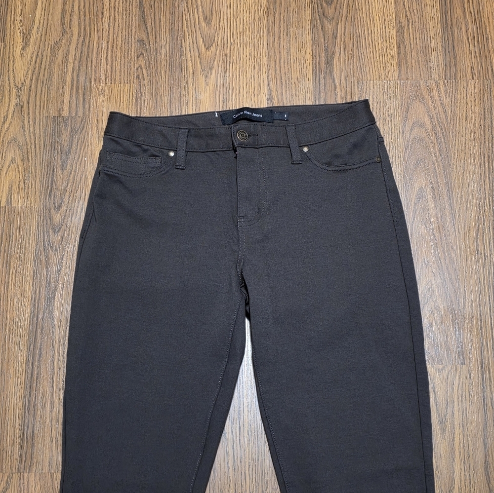 Calvin Klein Chocolate Brown Compression Pants Leggings Size 8 Stretch E43 - Picture 4 of 11